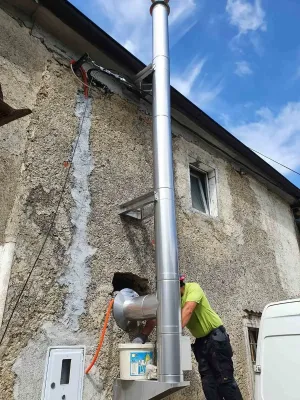 Montaža inox dimnika in peči PRITY, 2022